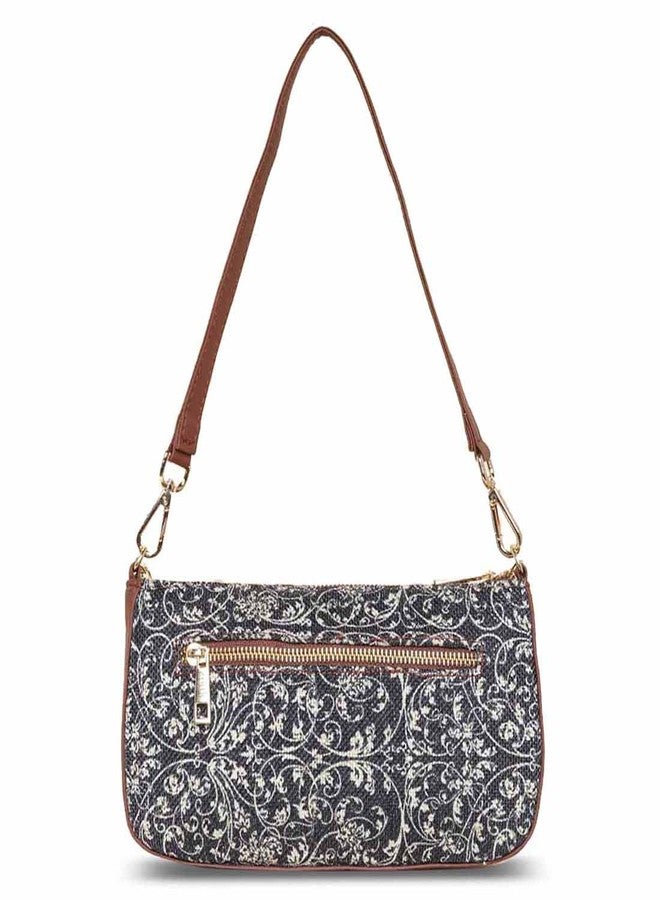 ZOUK Baguette Bag | Crossbody Bags for Women | Women's Handbags | Stylish Sling Bag for Woman | Vegan Leather Evening Bag | Travel & Office Use | Purse and Wallet | Lattice Lace Print - Image 4